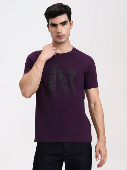 Wine Printed Slim Fit T-Shirt | Greenfibre