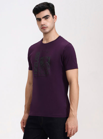 Wine Printed Slim Fit T-Shirt | Greenfibre