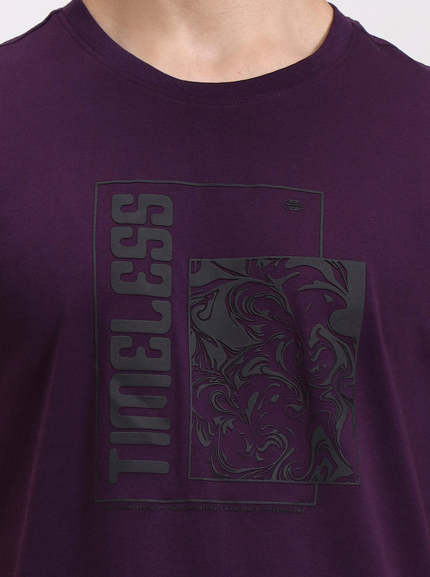 Wine Printed Slim Fit T-Shirt | Greenfibre