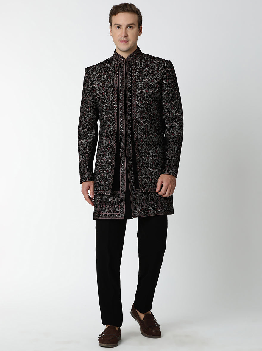 Black Embroidered Indowestern | TULA