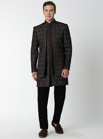 Black Embroidered Indowestern | TULA