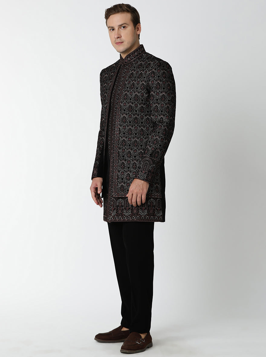 Black Embroidered Indowestern | TULA