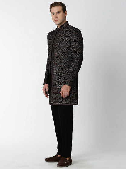 Black Embroidered Indowestern | TULA