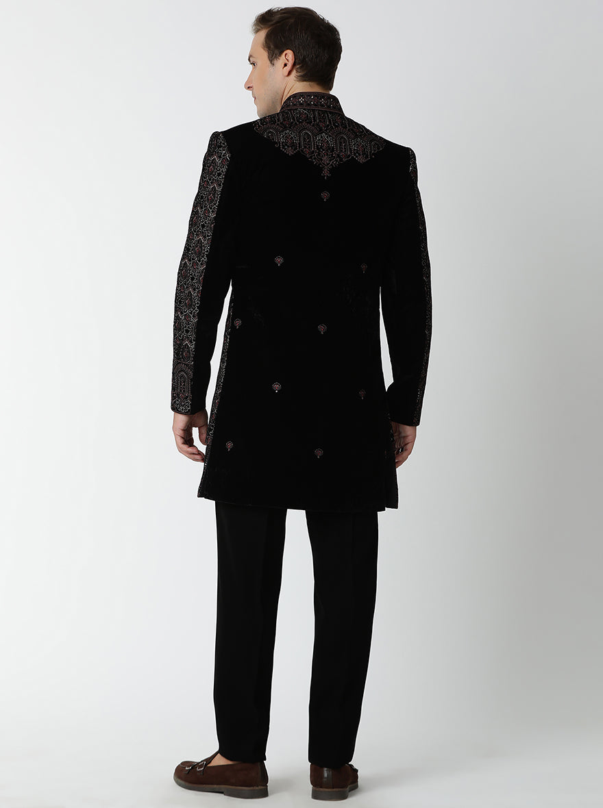 Black Embroidered Indowestern | TULA