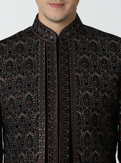 Black Embroidered Indowestern | TULA