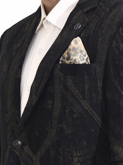 Black Printed Regular Fit Blazer | Wyre