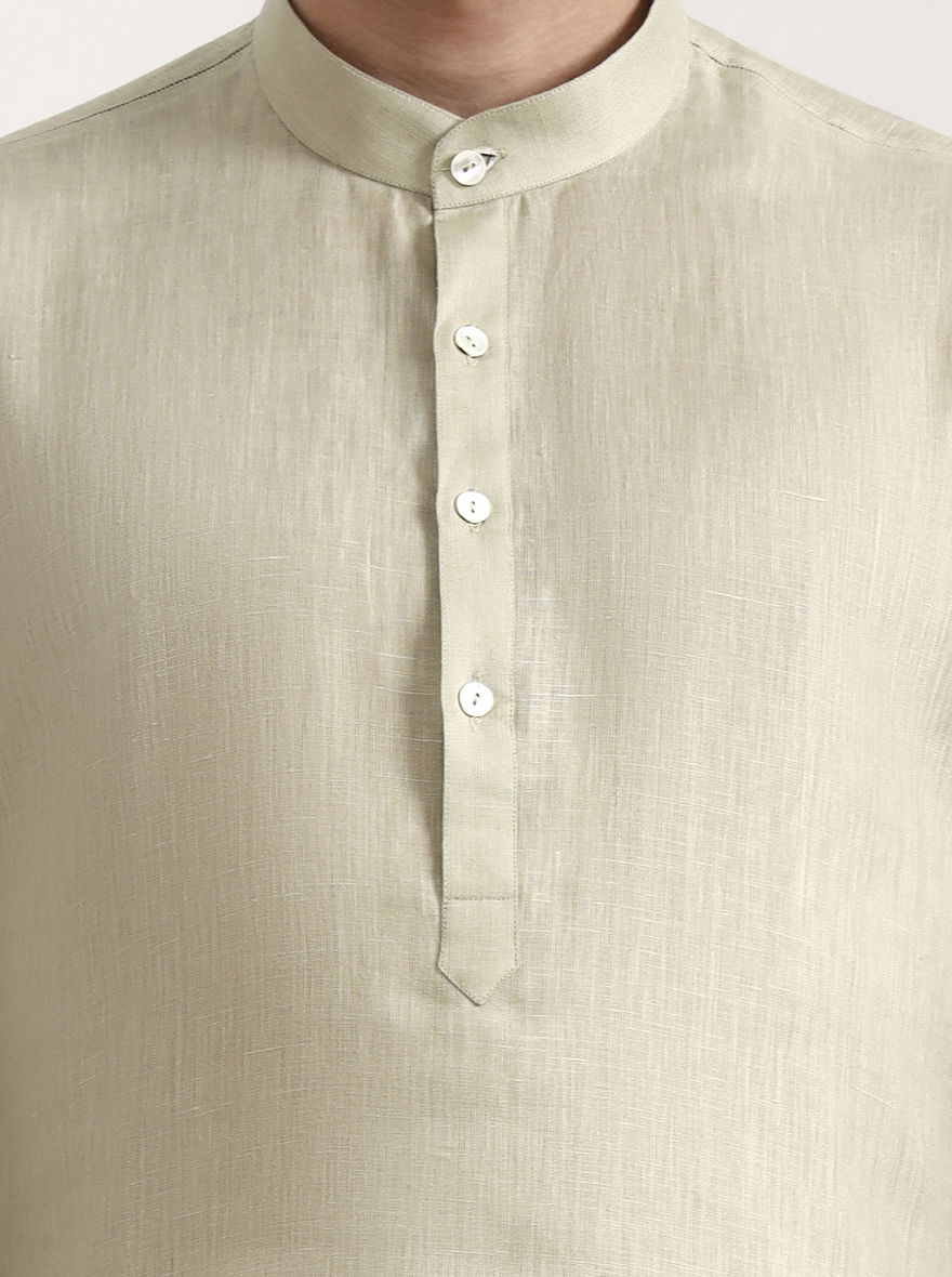 Light Olive Solid Modi Kurta | JadeBlue