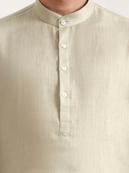Light Olive Solid Modi Kurta | JadeBlue