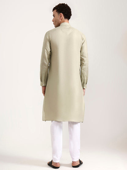 Light Olive Solid Modi Kurta | JadeBlue
