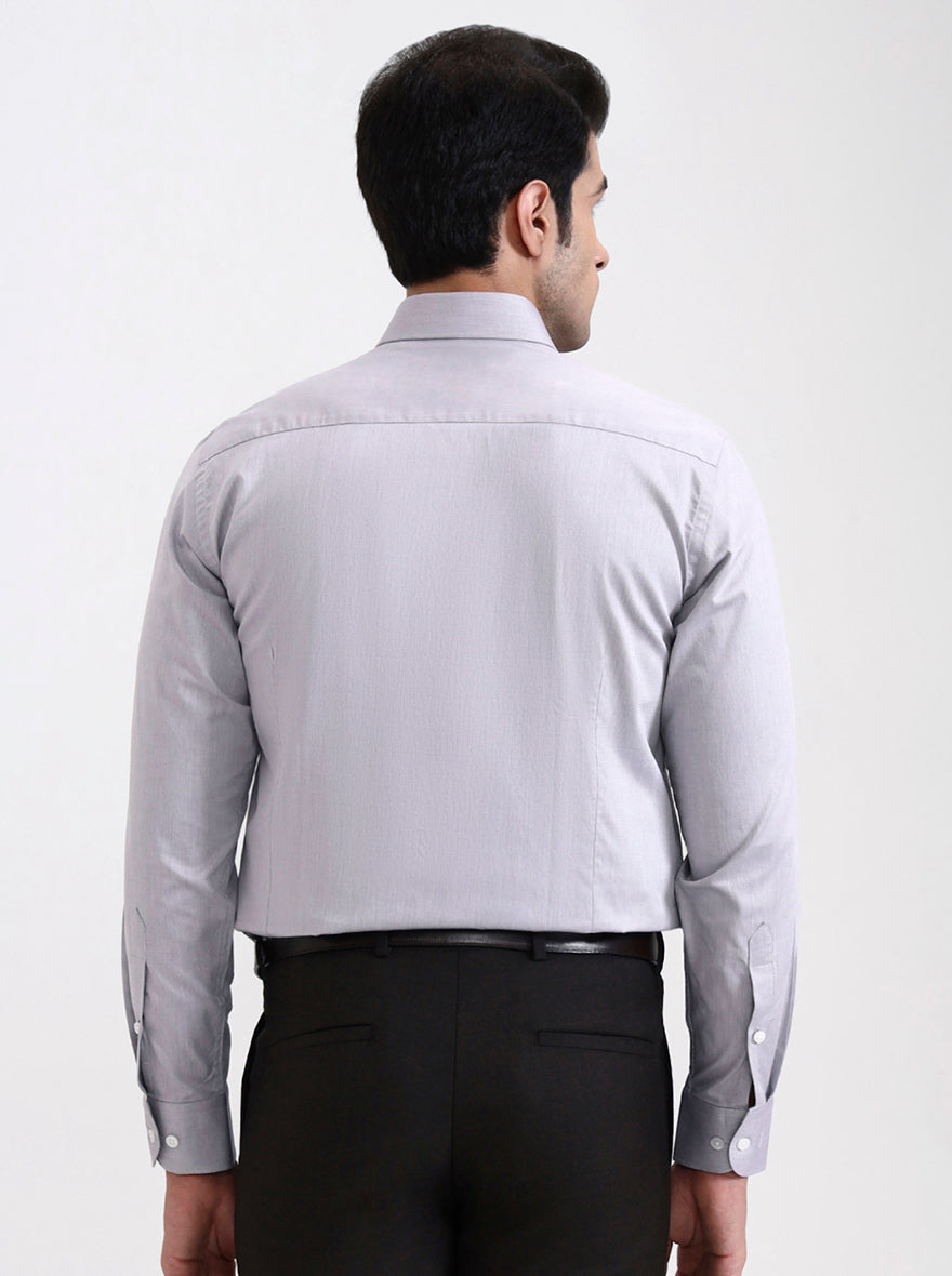 Light Grey Solid Slim Fit Formal Shirt | Metal