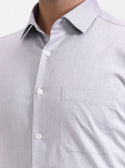 Light Grey Solid Slim Fit Formal Shirt | Metal