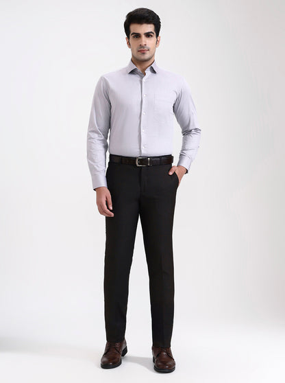 Light Grey Solid Slim Fit Formal Shirt | Metal