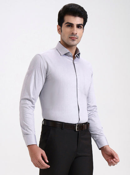 Light Grey Solid Slim Fit Formal Shirt | Metal