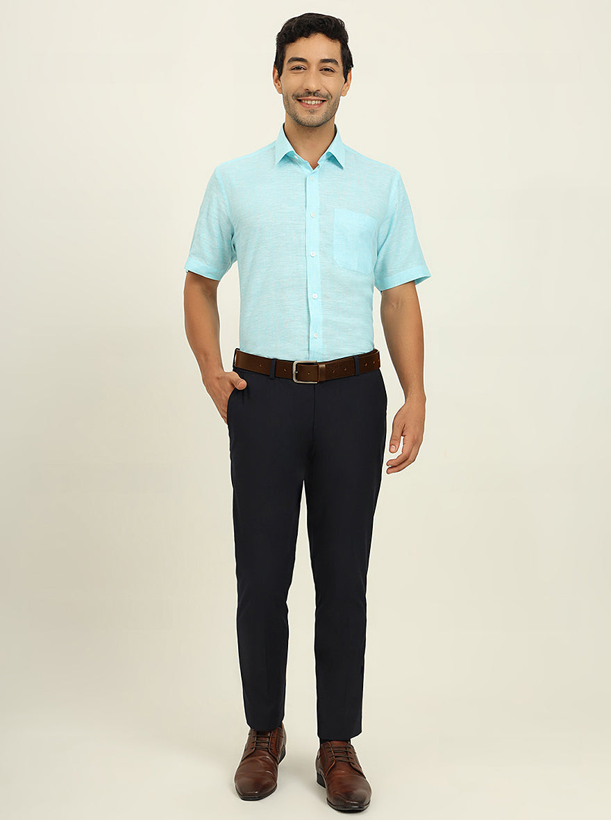 Powder Blue Solid Regular Fit Formal Shirt | JadeBlue
