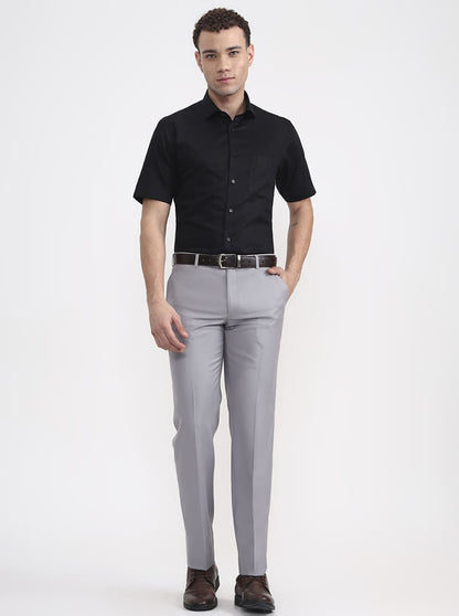 Black Solid Regular Fit Formal Shirt | JadeBlue