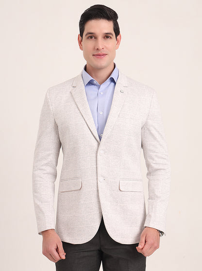 Off White Solid Regular Fit Blazer | JB Studio