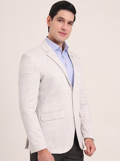 Off White Solid Regular Fit Blazer | JB Studio