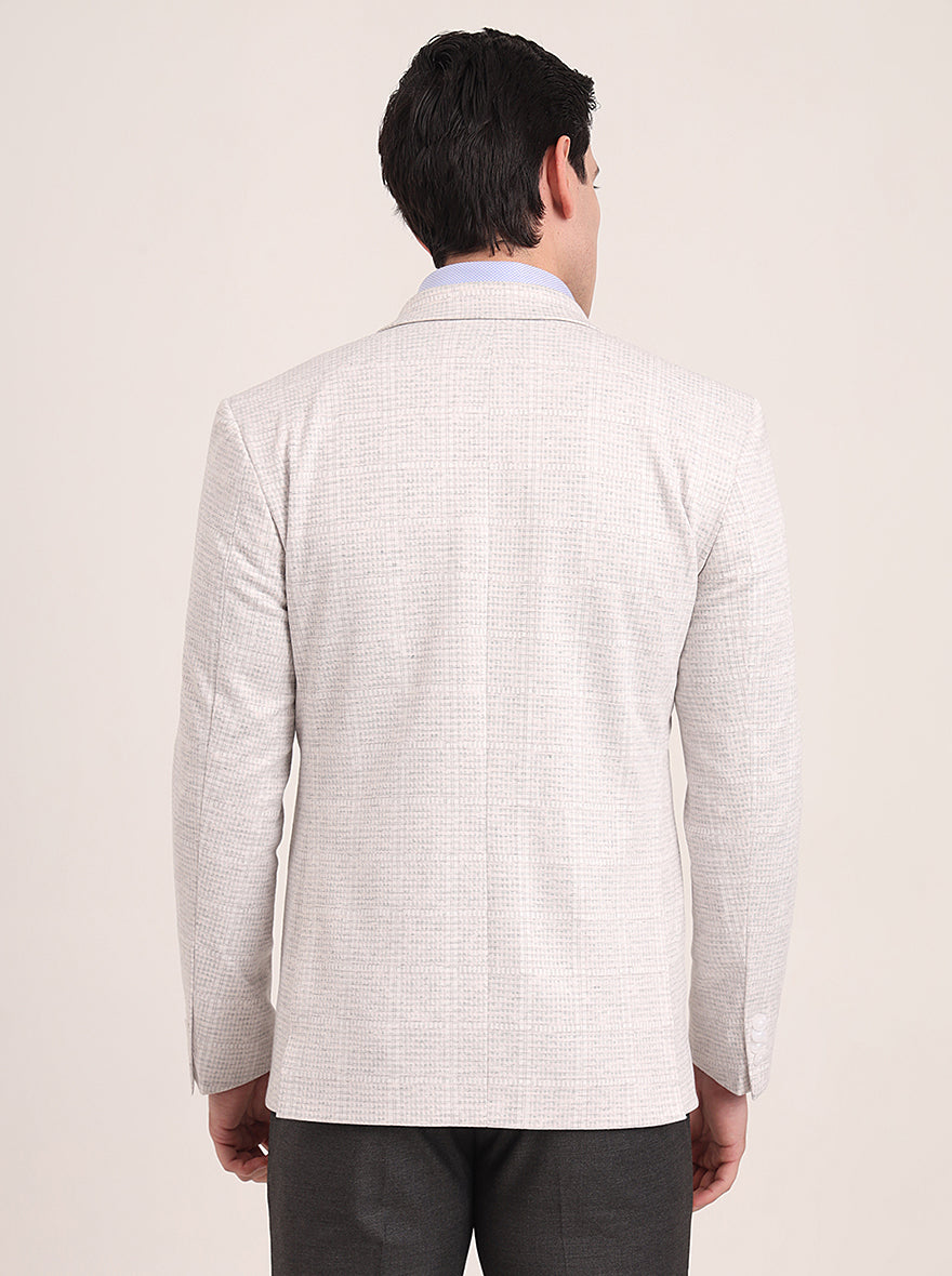 Off White Solid Regular Fit Blazer | JB Studio
