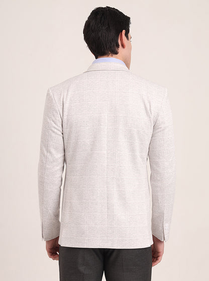 Off White Solid Regular Fit Blazer | JB Studio