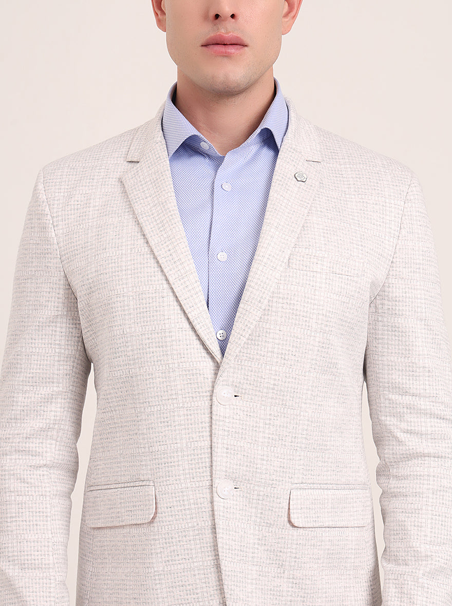 Off White Solid Regular Fit Blazer | JB Studio