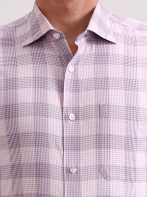 Pink Checked Slim Fit Formal Shirt | Metal