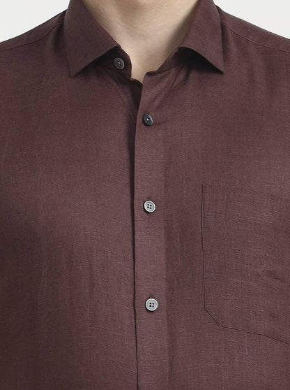 Brown Solid Slim Fit Formal Shirt | JadeBlue