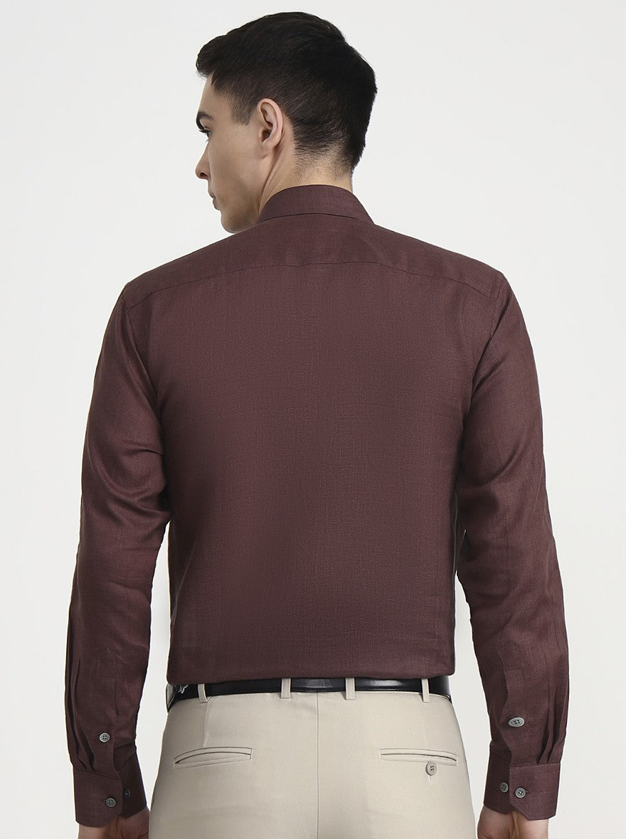 Brown Solid Slim Fit Formal Shirt | JadeBlue
