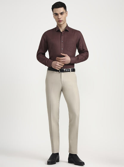 Brown Solid Slim Fit Formal Shirt | JadeBlue