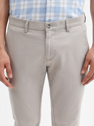 Light Grey Solid Super Slim Fit Casual Trouser | Greenfibre