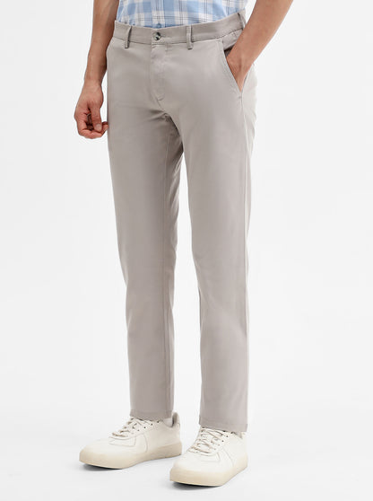 Light Grey Solid Super Slim Fit Casual Trouser | Greenfibre