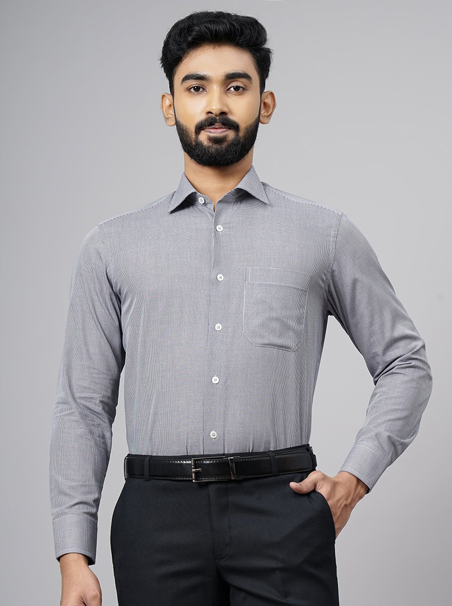 Black Checked Slim Fit Formal Shirt | JadeBlue Super Luxe