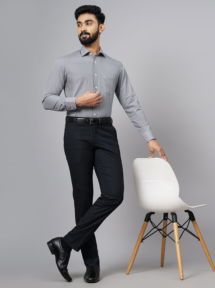 Black Checked Slim Fit Formal Shirt | JadeBlue Super Luxe