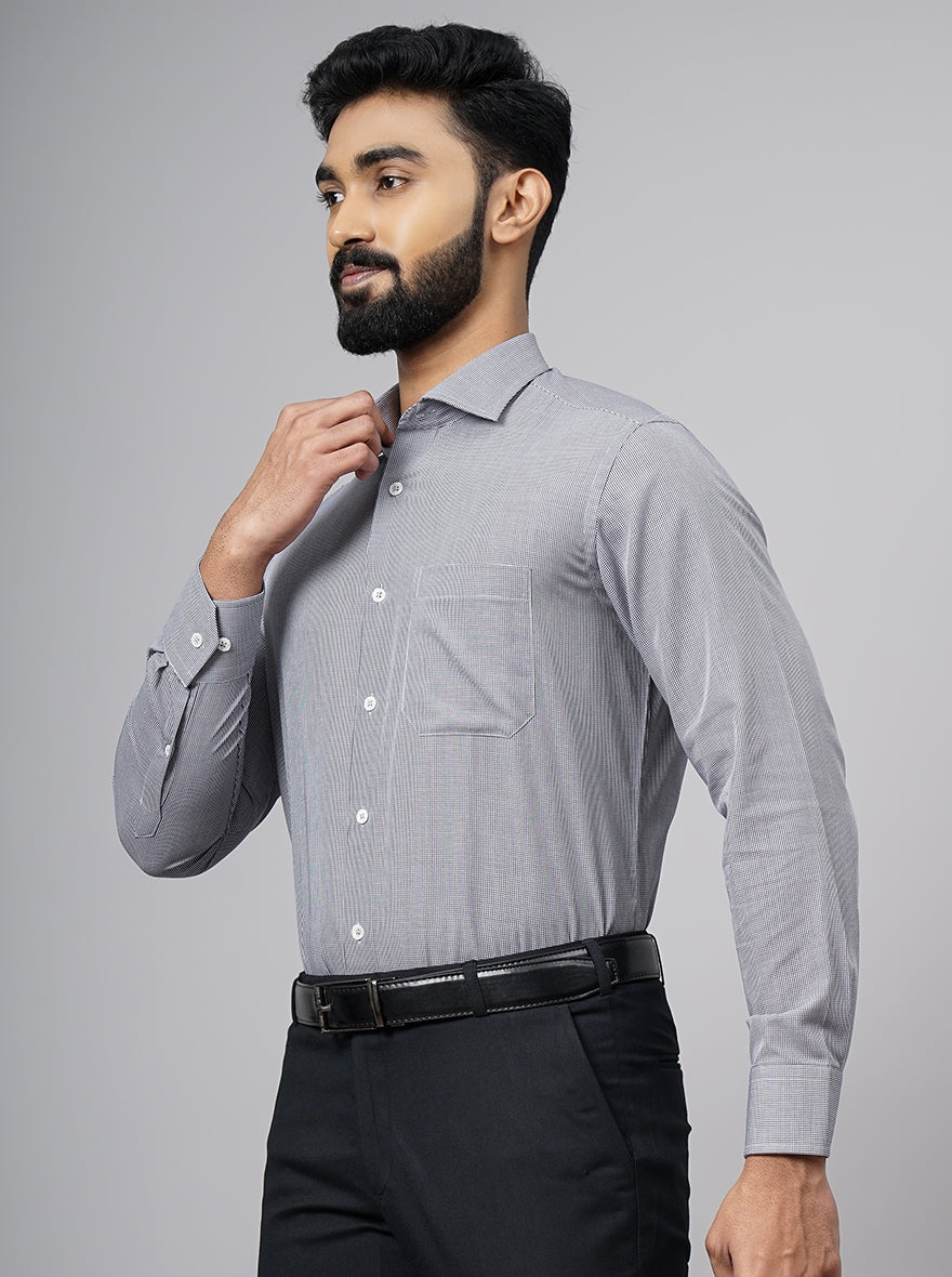 Black Checked Slim Fit Formal Shirt | JadeBlue Super Luxe