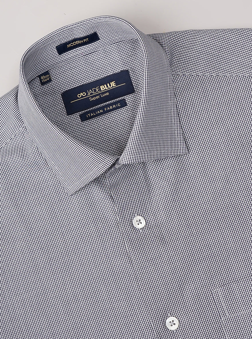 Black Checked Slim Fit Formal Shirt | JadeBlue Super Luxe