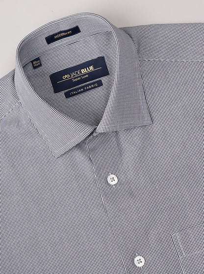 Black Checked Slim Fit Formal Shirt | JadeBlue Super Luxe