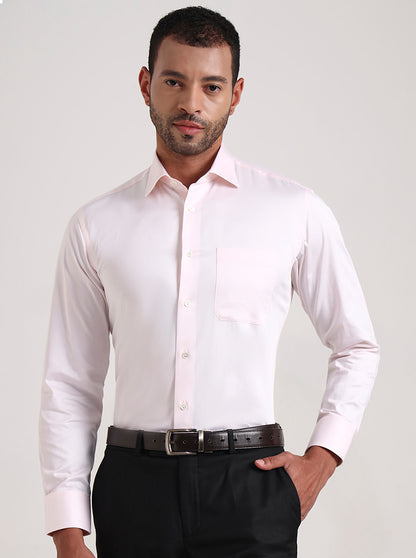 Light Pink Solid Slim Fit Formal Shirt | JadeBlue Super Luxe