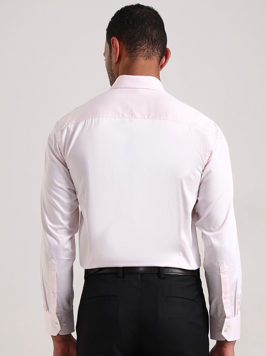 Light Pink Solid Slim Fit Formal Shirt | JadeBlue Super Luxe