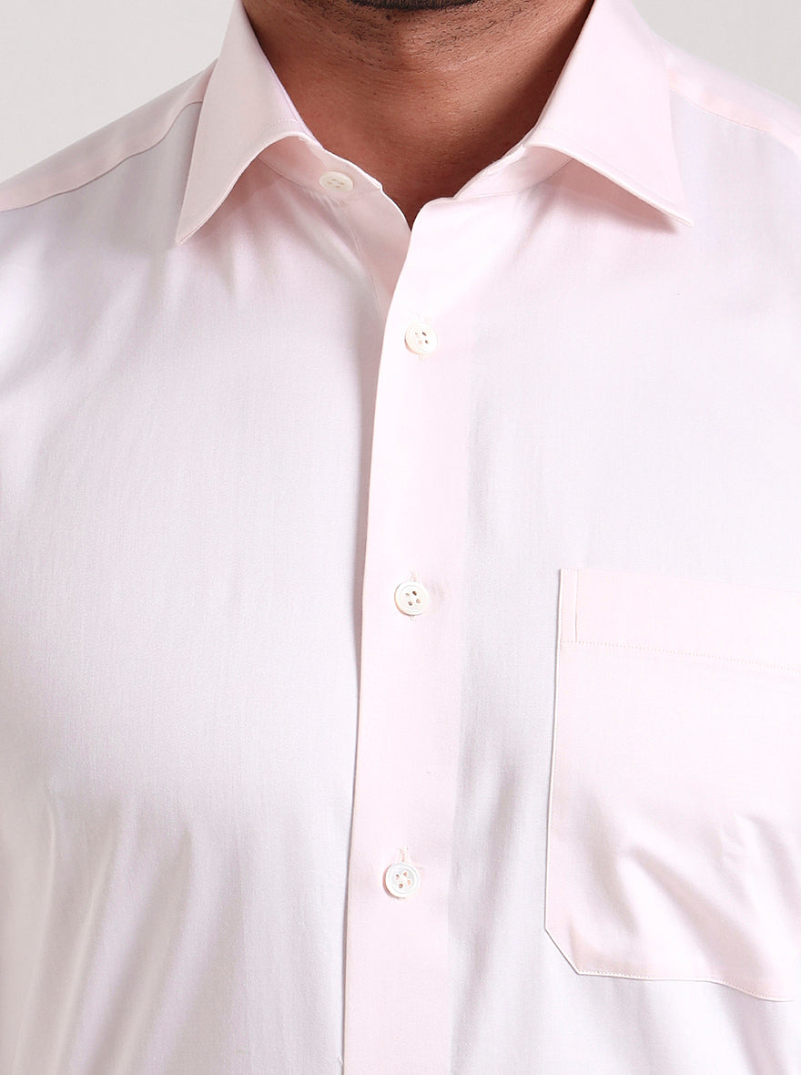 Light Pink Solid Slim Fit Formal Shirt | JadeBlue Super Luxe