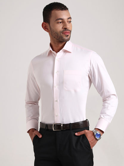 Light Pink Solid Slim Fit Formal Shirt | JadeBlue Super Luxe