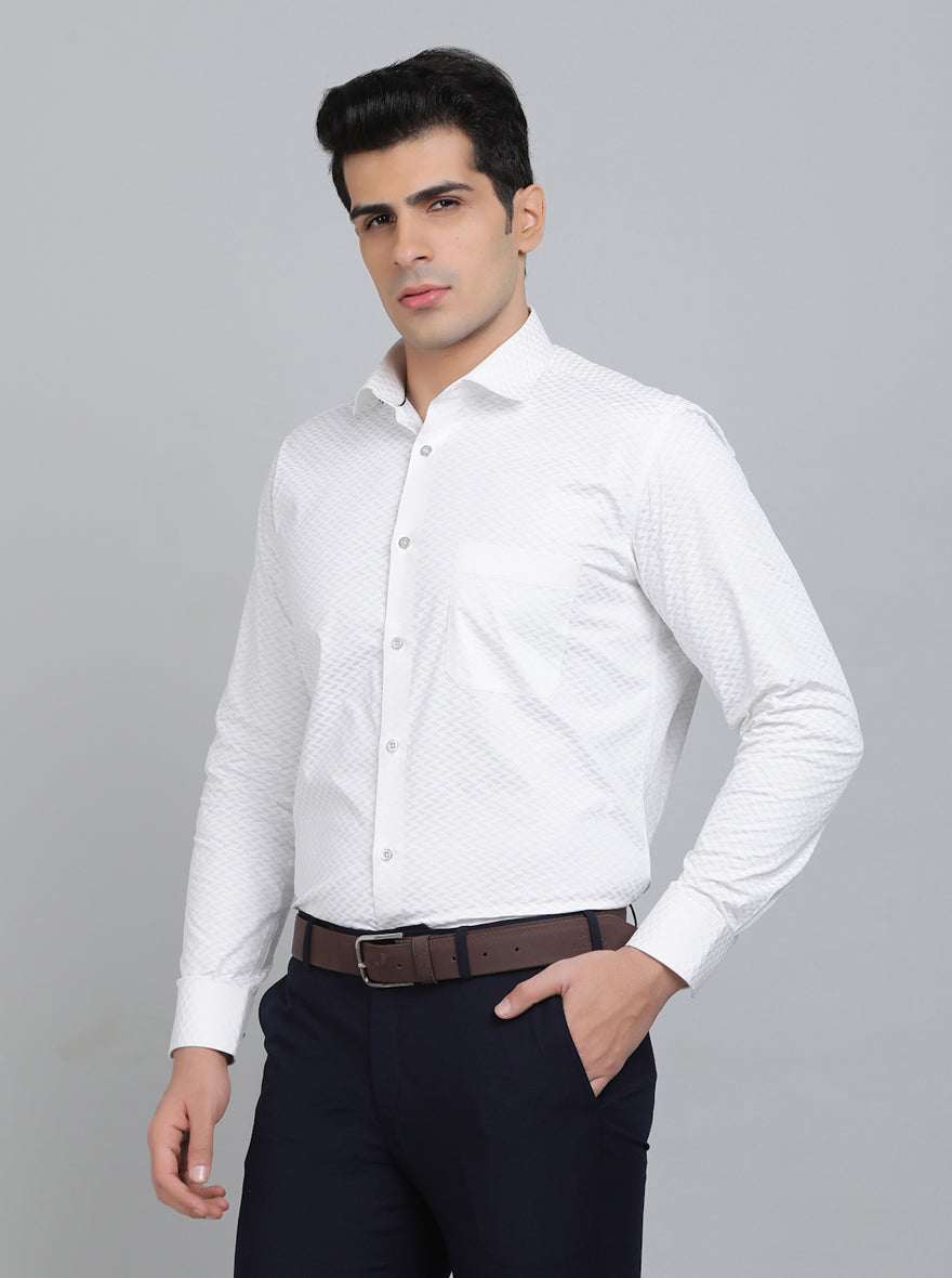 White Printed Slim Fit Party Wear Shirt | Greenfibre