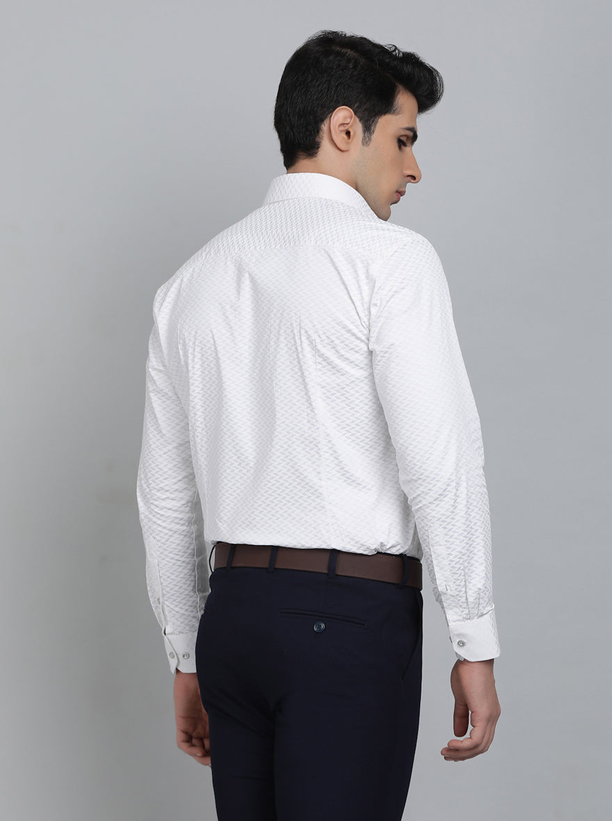 White Printed Slim Fit Party Wear Shirt | Greenfibre