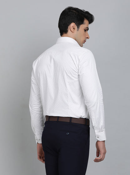 White Printed Slim Fit Party Wear Shirt | Greenfibre
