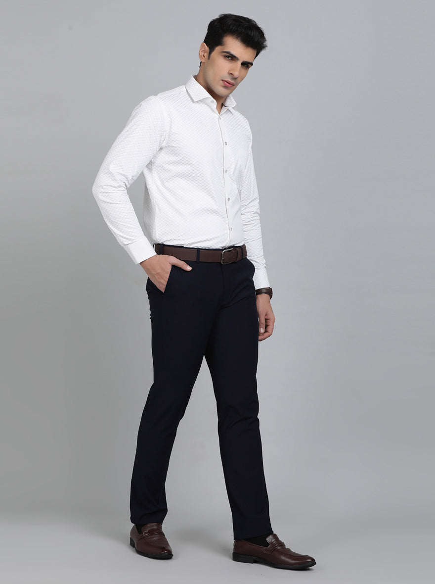 White Printed Slim Fit Party Wear Shirt | Greenfibre