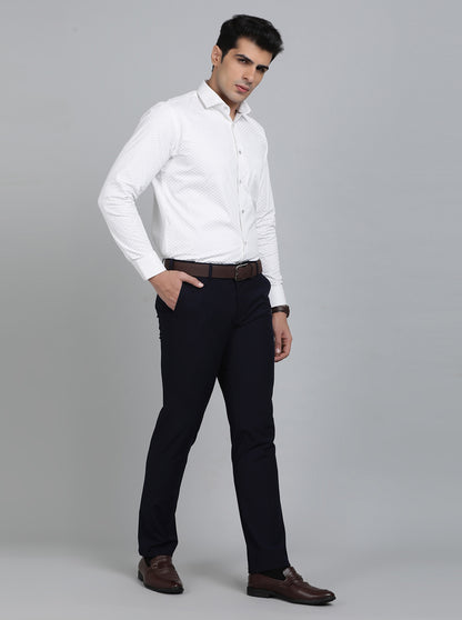 White Printed Slim Fit Party Wear Shirt | Greenfibre