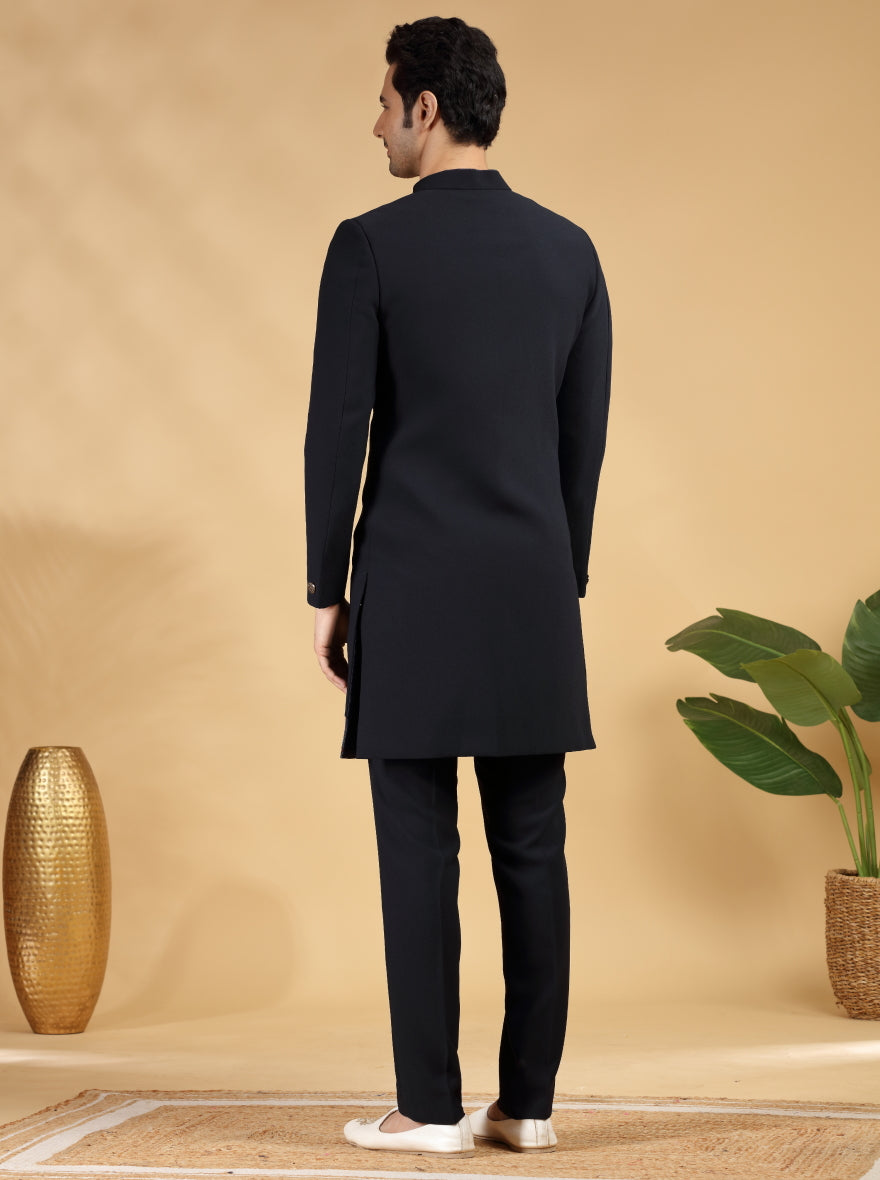 Blue Self Texture Indowestern | TULA