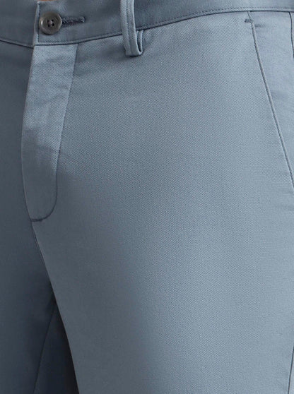 Dusty Blue Solid Uno Fit Casual Trouser | JadeBlue