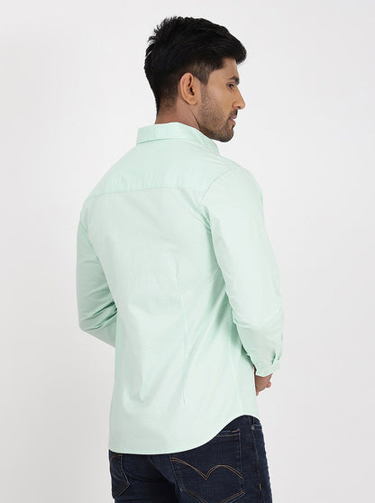 Light Green Solid Slim Fit Casual Shirt | Greenfibre