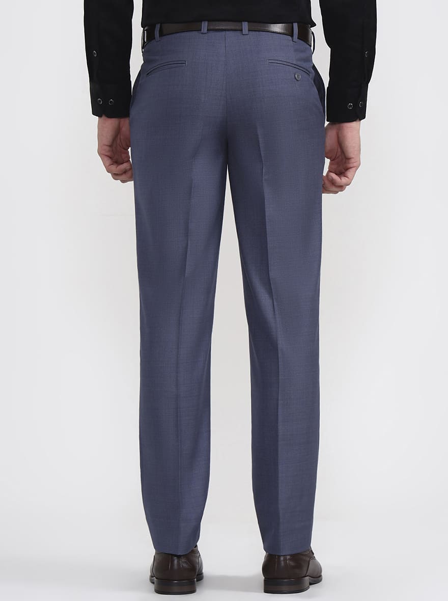 Raw Blue Solid Regular Fit Formal Trouser | JadeBlue