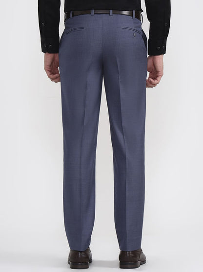 Raw Blue Solid Regular Fit Formal Trouser | JadeBlue