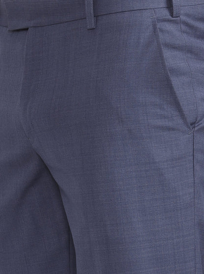 Raw Blue Solid Regular Fit Formal Trouser | JadeBlue